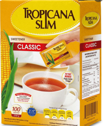 TROPICANA SLIM SWEETENER LOW CALORI BOX 100X2.5g