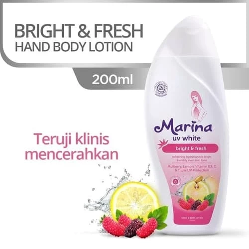 MARINA BODY LOTION UV WHITE BRIGHT & FRESH/MULBERRY BTL 200mL