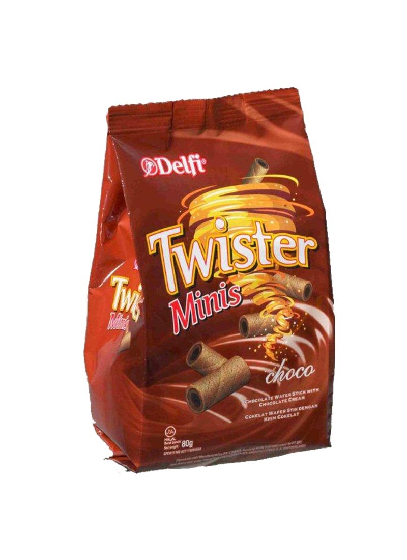 DELFI WAFER STICK TWISTER MINIS CHOCO CREAM PCK 80g