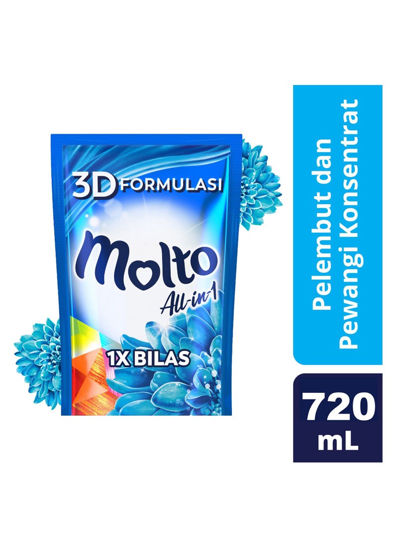 MOLTO PELEMBUT & PEWANGI PAKAIAN REF ALL IN 1 BLUE PCH 800/720mL