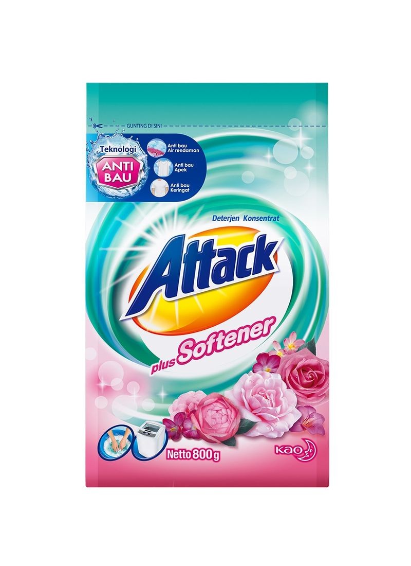 KAO ATTACK DETERGENT POWDER PLUS SOFTENER PCK 800g