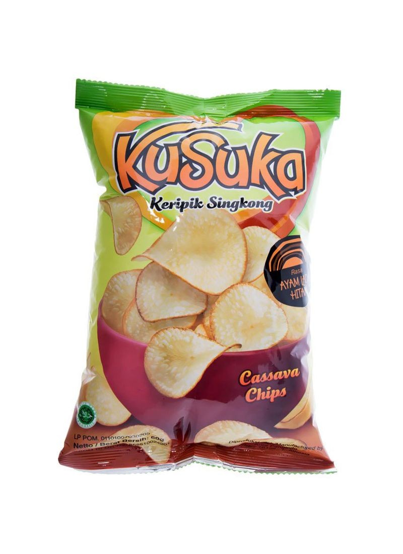 KUSUKA KERIPIK SINGKONG AYAM LADA HITAM PCK 60g