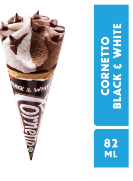 WALLS ICE CREAM CORNETTO JUNIOR BLACK & WHITE PCS 82mL