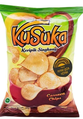 KUSUKA KERIPIK SINGKONG AYAM LADA HITAM PCK 180g