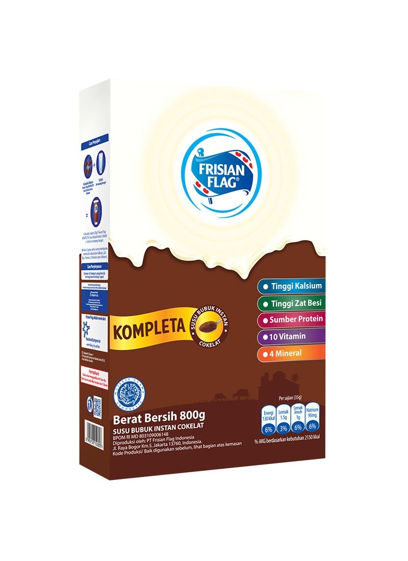 FRISIAN FLAG SUSU BUBUK INSTANT KOMPLETA CHOCOLATE BOX 800g