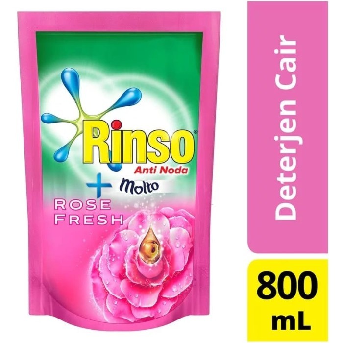 RINSO DETERJEN LIQUID + MOLTO REF ROSE FRESH PCH 800mL