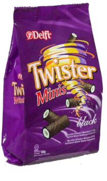 DELFI WAFER STICK TWISTER MINIS BLACK VANILLA PCK 80g